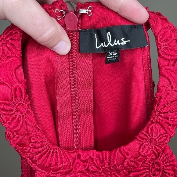 NEW LULUS Love Poem Magenta Lace Mini Dress - Picture 10 of 12